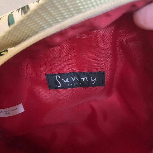 Vintage SUNNY HAWAII Cream w/Palm Tree Floral Print Mini Backpack Purse - Picture 5 of 14